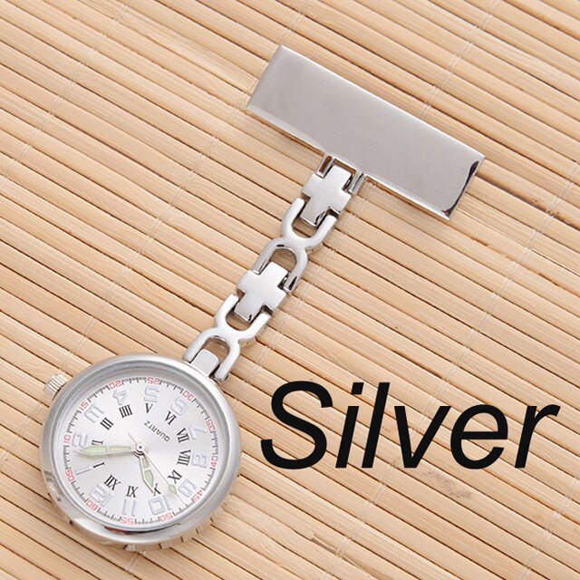Personalized Customized FREE Name Engraved Rose Gold Pin Brooch BIG Dial Luminescent TOP QUALITY Lapel Midwife Nurse Fob Watch-Silver-All10dollars.com
