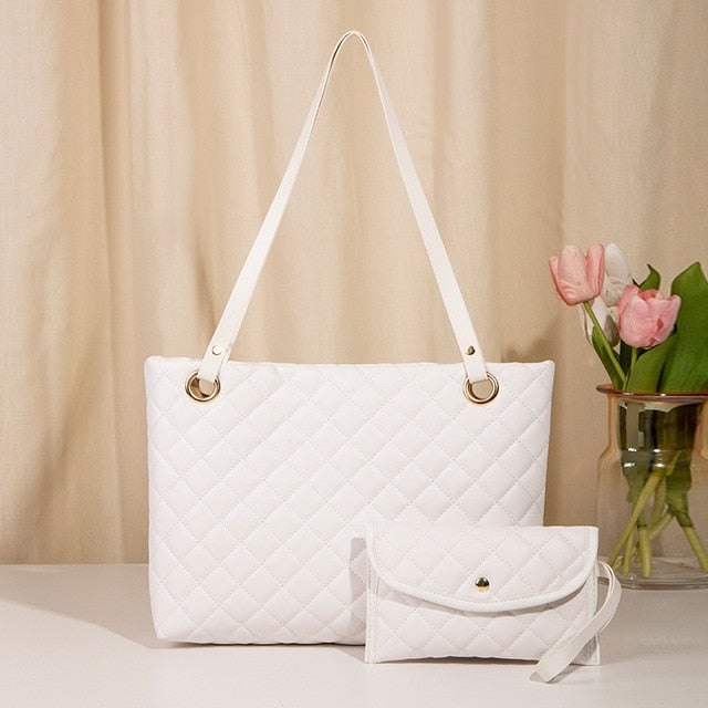 Women Tote Leather Shoulder Handbag Sets-Handbags-white-All10dollars.com