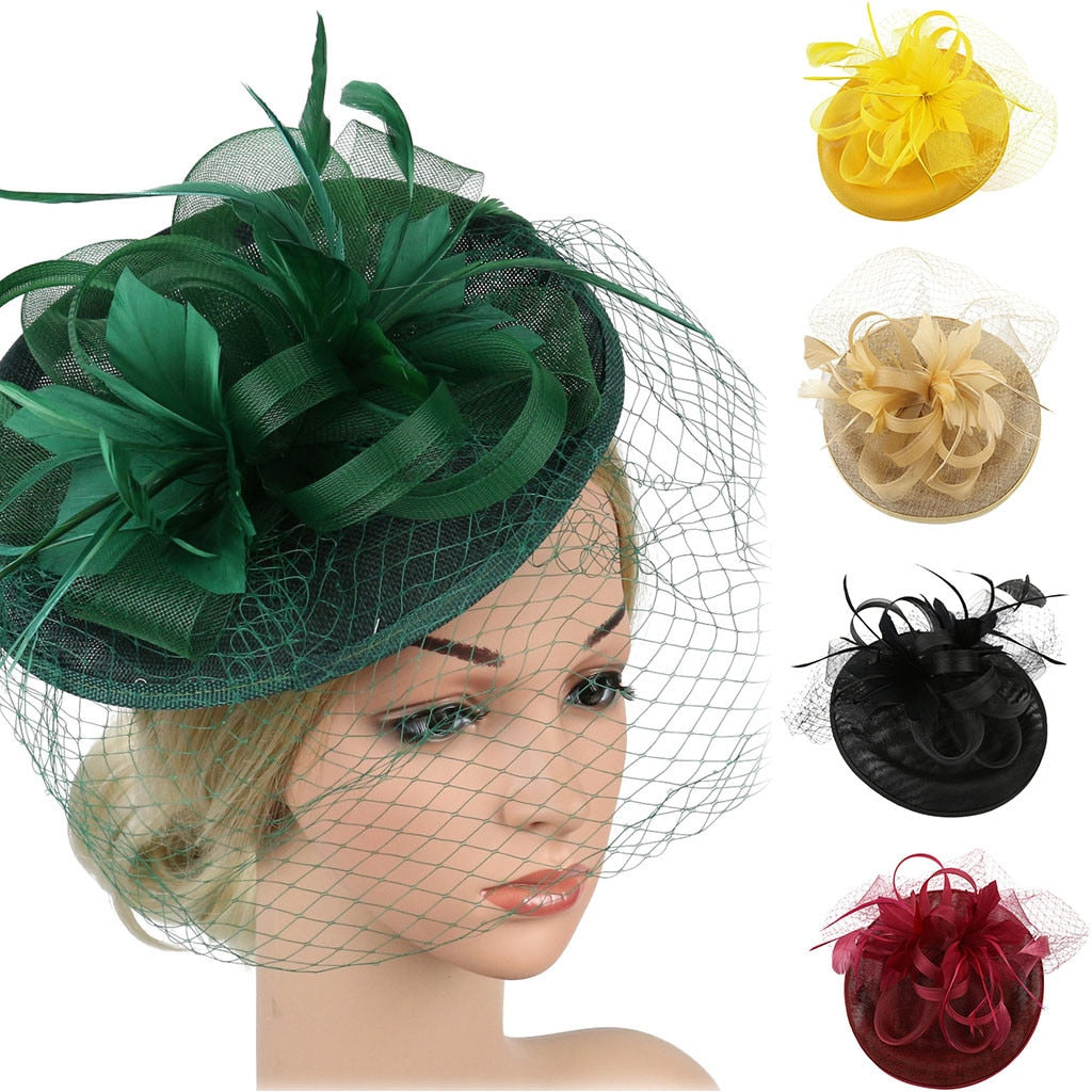 Elegant Hat Strap Flower Feather Party Hat Hair Clip Headband Accessory-All10dollars.com