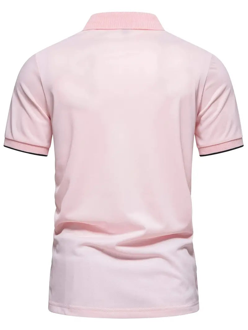 Dellez Pink Men Button Polo Cotton shirt-Polo Shirt-All10dollars.com