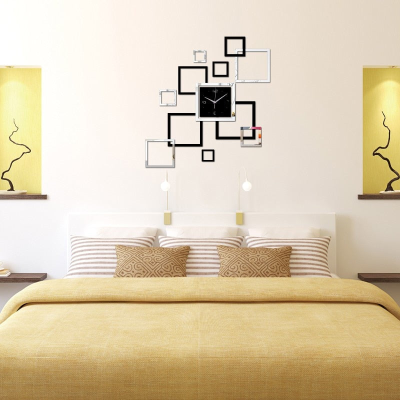 Fashion DIY Wall Clock Sticker Quartz Living Room Acrylic Mirror-DIY wall clock-All10dollars.com