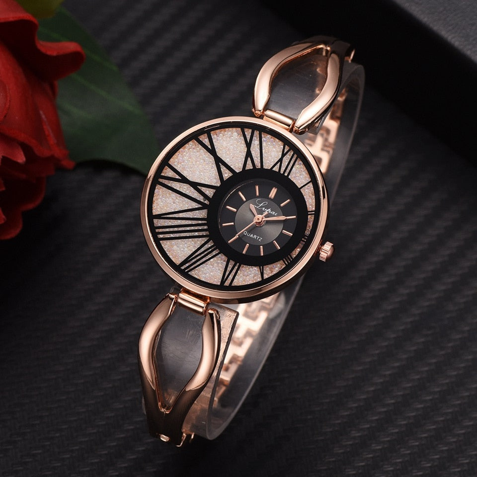 Luxury Ladies Women Alloy Rose Gold Dress Quartz Wrist Watch-rose gold watch-All10dollars.com
