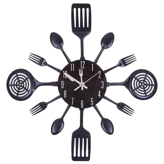 Stainless Steel Kitchen Utensils Cutlery Wall Clock-41cm-All10dollars.com
