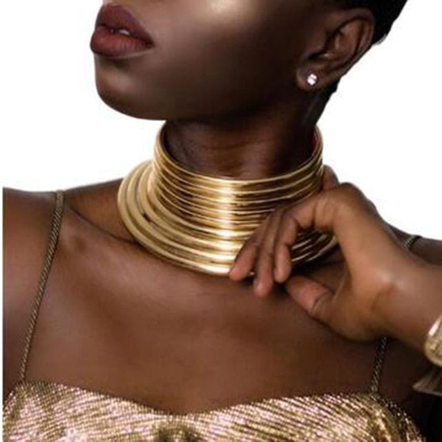 African Punk Collars Bohemian Necklace Women Boho Jewelry-jewelry set-Gold huaBu-All10dollars.com