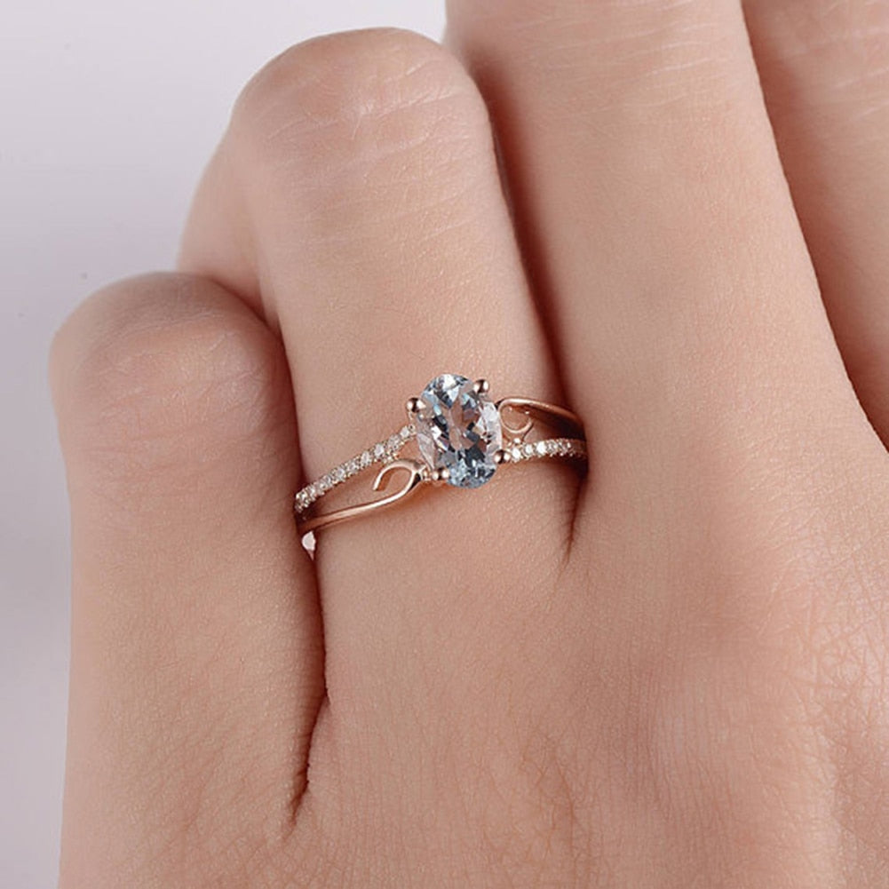 Fashion Crystal Shape Rose Gold Wedding Rings Elegant Female Oval Engagement Finger Ring for Bridal Christmas Gift Jewelry-All10dollars.com