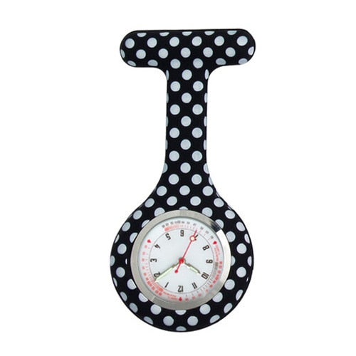 Personalized Engraved With Your Name Brooch Pin Silicone Nurse Watch-nurses watch-Black with white dot-All10dollars.com