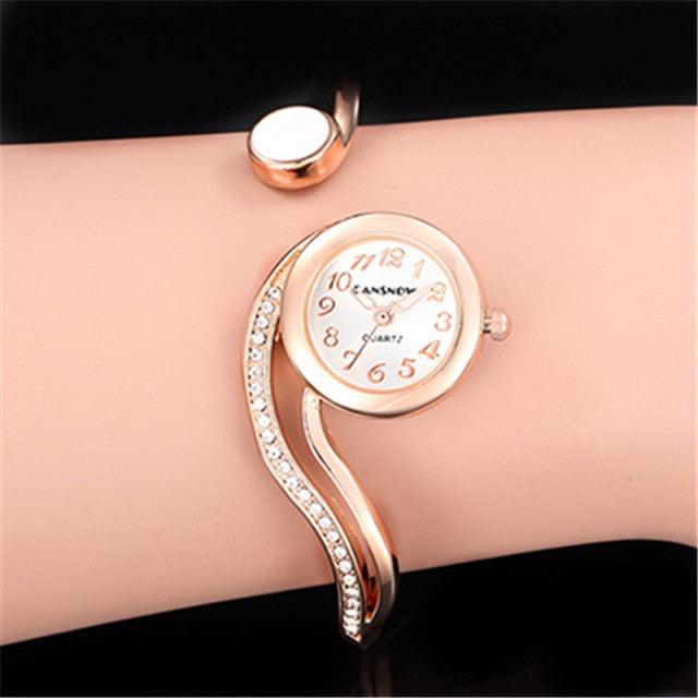 Luxury Rose Gold Dial Women Steel Analog Quartz Wristwatch-women watches-Rose Gold-All10dollars.com