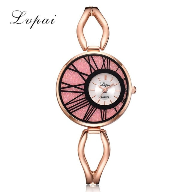 Luxury Ladies Women Alloy Rose Gold Dress Quartz Wrist Watch-rose gold watch-Rose Gold Pink-All10dollars.com