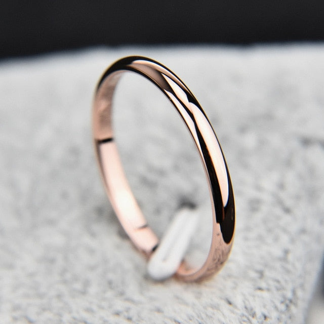 Titanium Steel Rose Gold Smooth Simple Wedding Couples Rings Man or Woman-Wedding Ring-6-J5-All10dollars.com