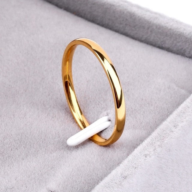Titanium Steel Rose Gold Smooth Simple Wedding Couples Rings Man or Woman-Wedding Ring-4-J8-All10dollars.com