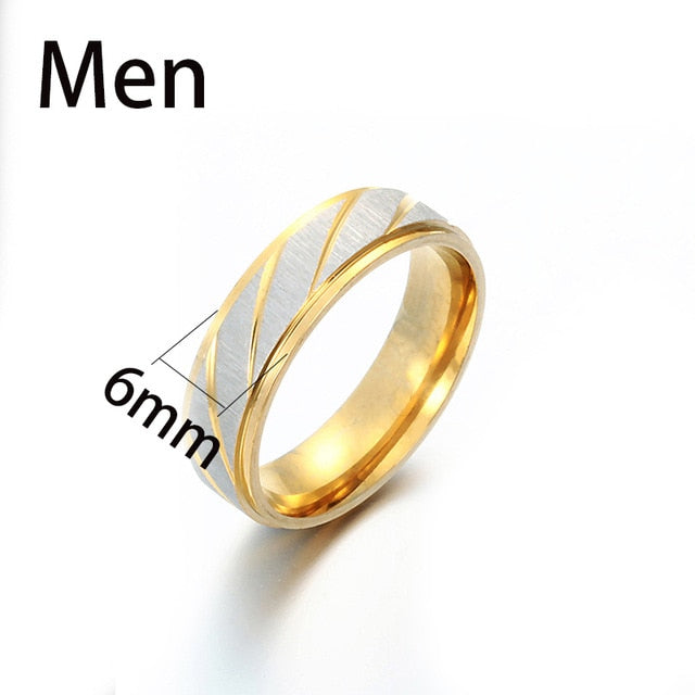 Titanium Steel name Lovers Gold Wave Pattern Wedding Promise Ring For Women Men-Rings-8 1-No Engrave-All10dollars.com