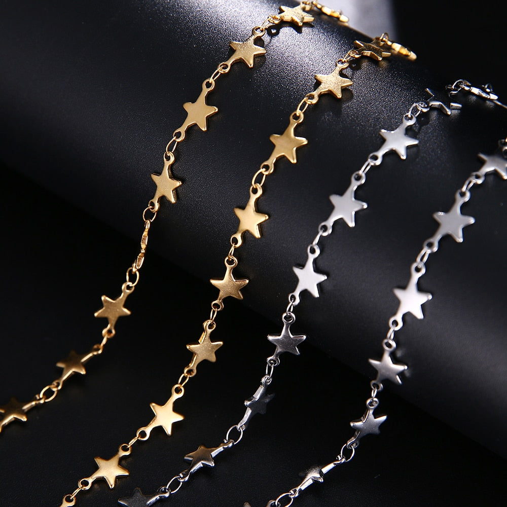 Star Stainless Steel Chain Necklace Gold Silver Color For Pendant Pentagram-Star necklace-All10dollars.com