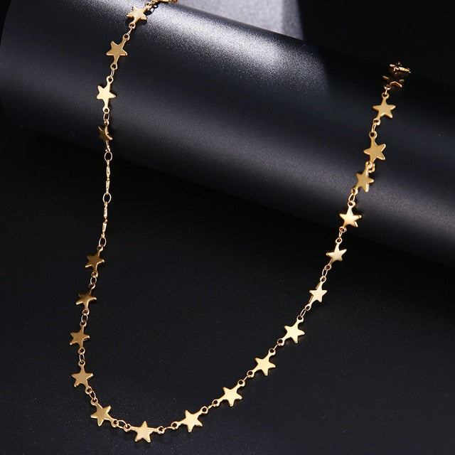 Star Stainless Steel Chain Necklace Gold Silver Color For Pendant Pentagram-Star necklace-Gold-color-24 inch 60 cm-All10dollars.com