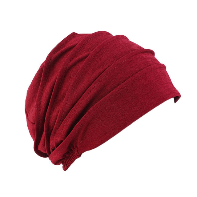 Elastic Cotton Turban Hat Solid Color Women Warm Winter Headscarf Bonnet Inner Hijabs Cap Muslim Hijab Wrap-women scarves-6-All10dollars.com