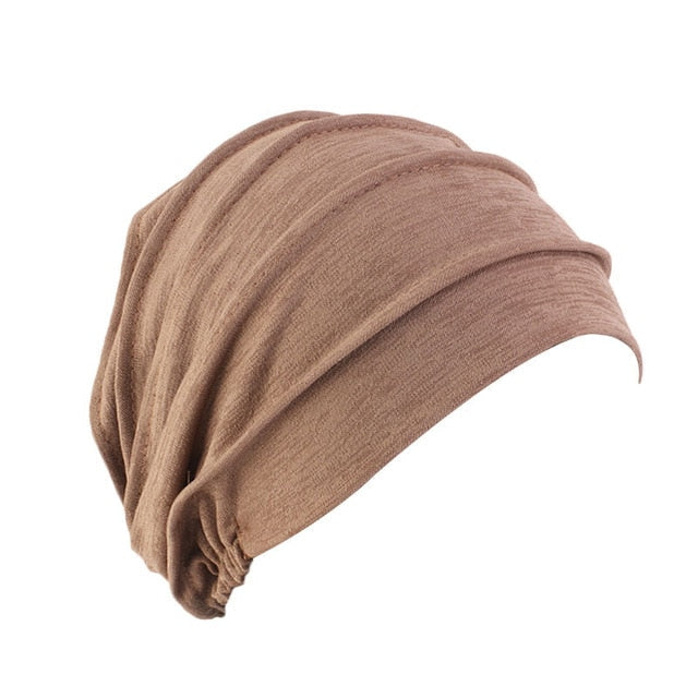 Elastic Cotton Turban Hat Solid Color Women Warm Winter Headscarf Bonnet Inner Hijabs Cap Muslim Hijab Wrap-women scarves-7-All10dollars.com
