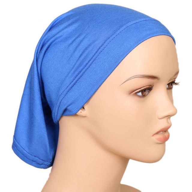 Elastic Cotton Turban Hat Solid Color Women Warm Winter Headscarf Bonnet Inner Hijabs Cap Muslim Hijab Wrap-women scarves-9-All10dollars.com