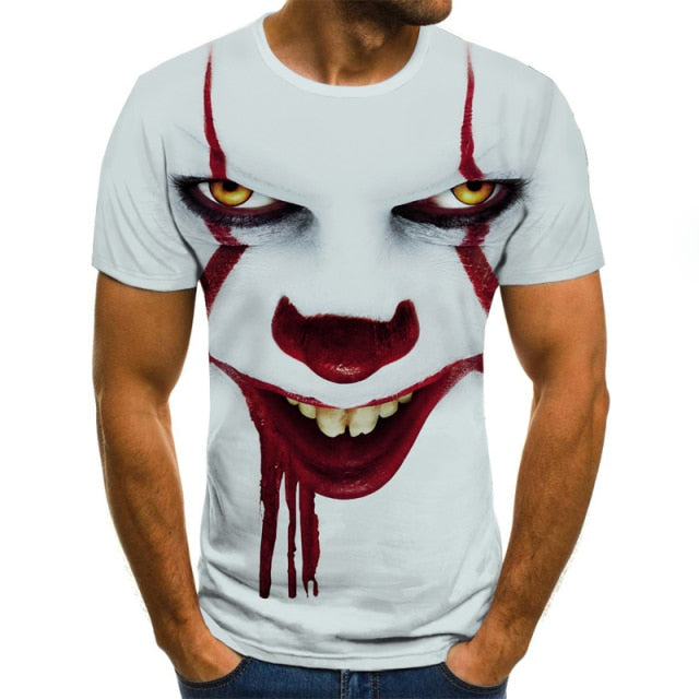 Scary Clown men's T-shirt top-sleeved round neck shirt-Men shirt-TXU-1770-4XL-All10dollars.com