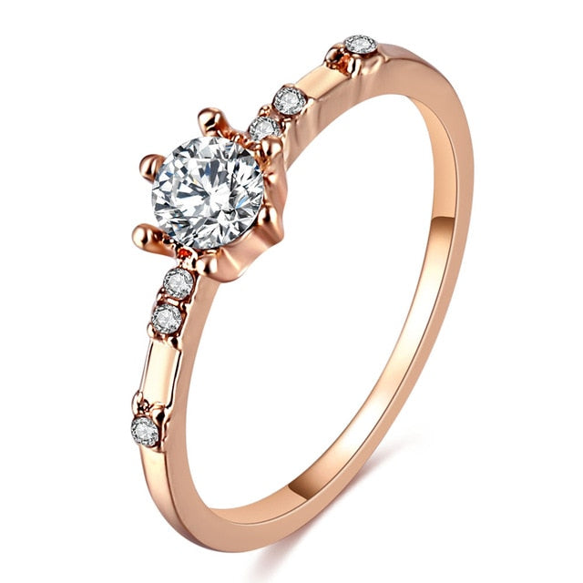 Rose Gold Color Twist Wedding Engagement Ring with Crystals-Rose gold ring-6 1-R374-All10dollars.com