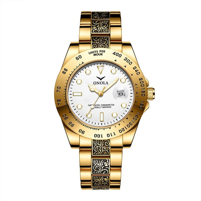 stainless steel men's luxury wrist watch-wrist watch-ON3814 gold white-All10dollars.com