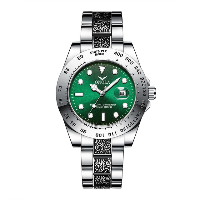 stainless steel men's luxury wrist watch-wrist watch-ON3814 silver green-All10dollars.com