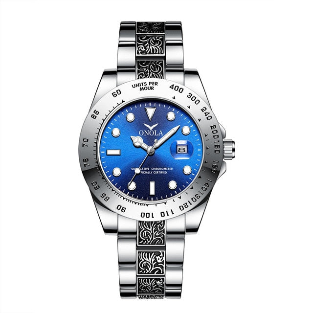 stainless steel men's luxury wrist watch-wrist watch-ON3814 silver blue-All10dollars.com