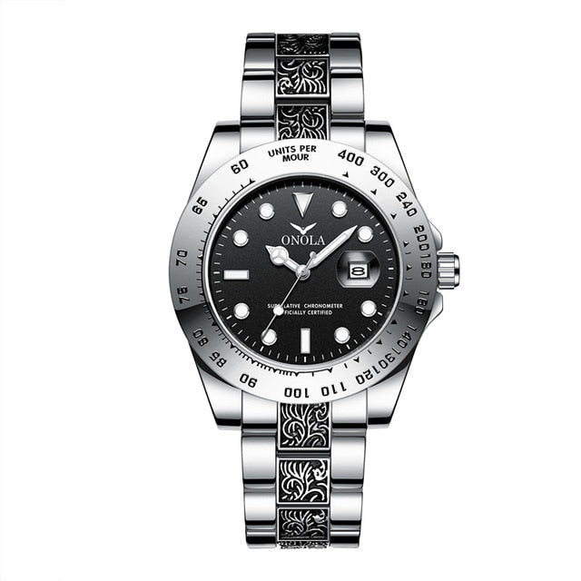 stainless steel men's luxury wrist watch-wrist watch-ON3814 silver black-All10dollars.com