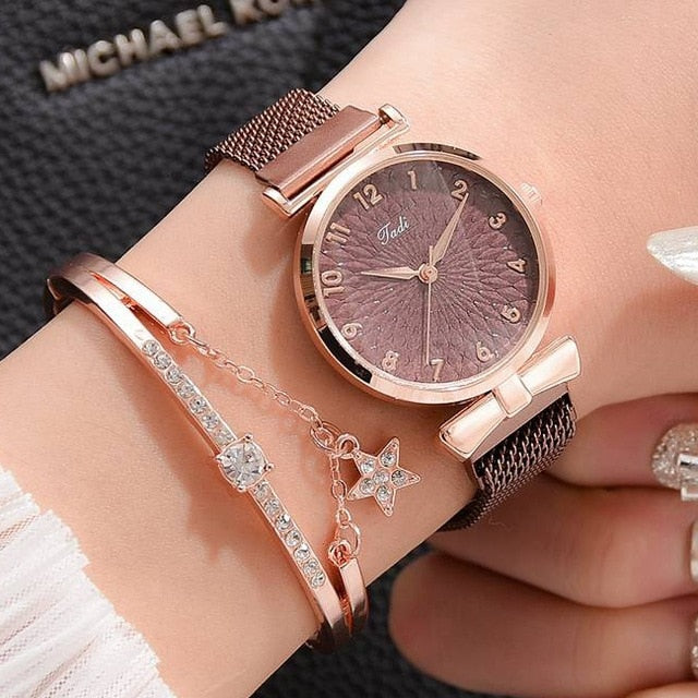 Luxury Women Bracelet Quartz Watches-Magnet Coffe Set-All10dollars.com