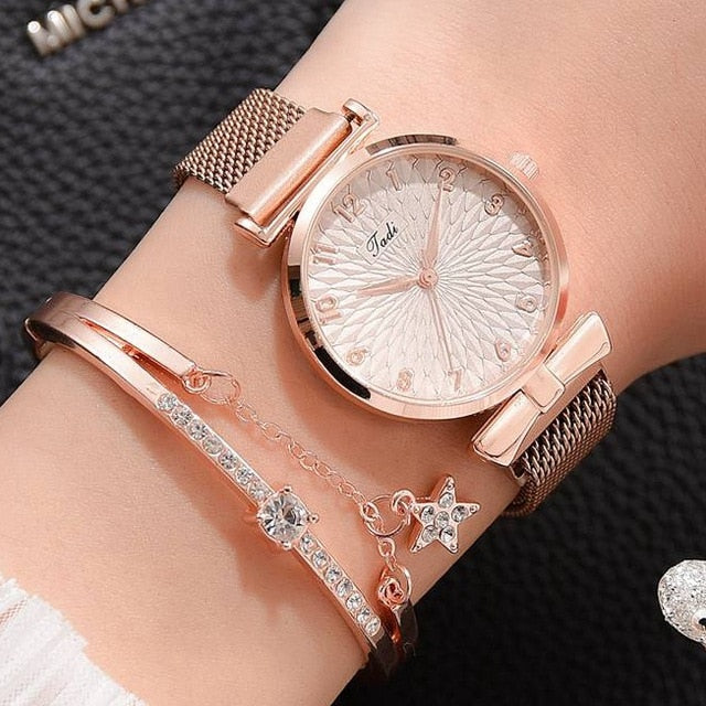Luxury Women Bracelet Quartz Watches-Magnet Rose Set-All10dollars.com