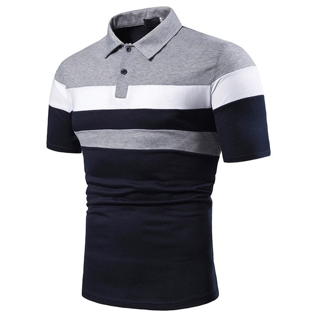 Men Polo Shirt Short Sleeve Lapel With Streetwear Casual Fashion tops-men shirt-B36 gray-blue-XXL-All10dollars.com