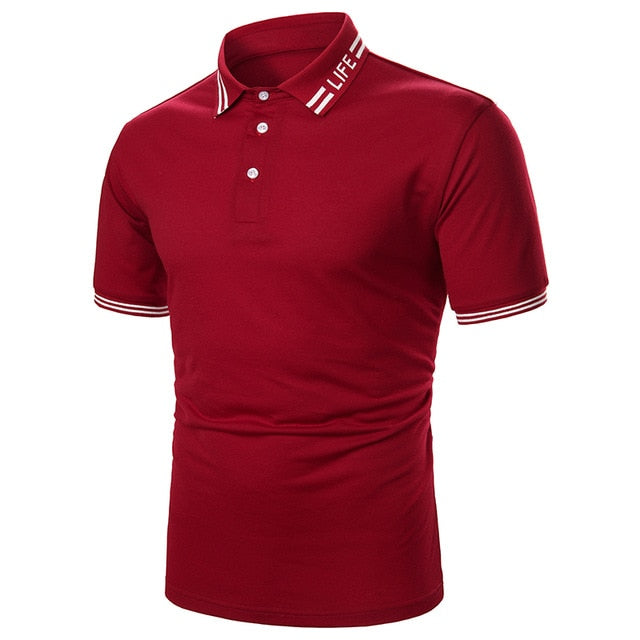 Men Polo Shirt Short Sleeve Lapel With Streetwear Casual Fashion tops-men shirt-DB06 red-XL-All10dollars.com