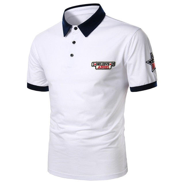 Men Polo Shirt Short Sleeve Lapel With Streetwear Casual Fashion tops-men shirt-DB21 white-S-All10dollars.com