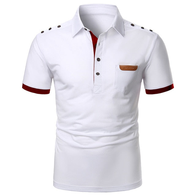 Men Polo Shirt Short Sleeve Lapel With Streetwear Casual Fashion tops-men shirt-DB24 white-S-All10dollars.com