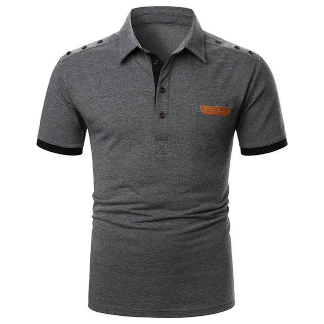 Men Polo Shirt Short Sleeve Lapel With Streetwear Casual Fashion tops-men shirt-DB24 gray-S-All10dollars.com