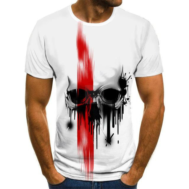 Men's T -Shirt Horror skull White Tops 3D Printed-men top-S-All10dollars.com