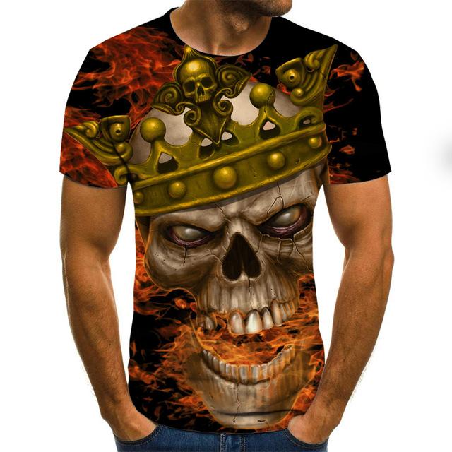 Punk men's T-shirt Gothic Black Gold-skull print tops-TXU-1203-6XL-All10dollars.com