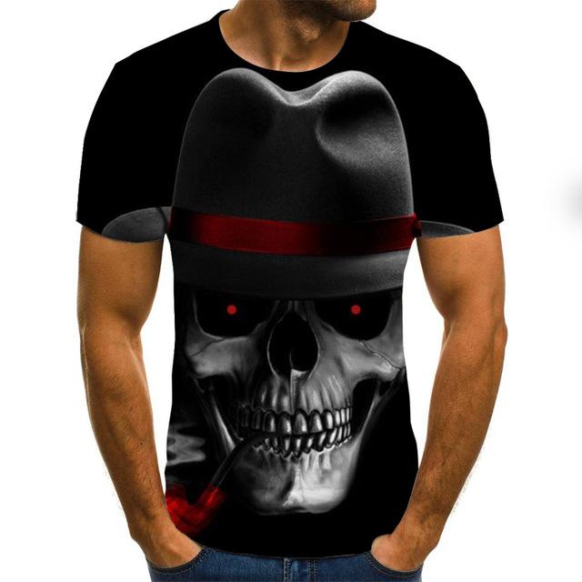 3D Printed Fashion Men short-sleeved shirt-skull print tops-5XL-All10dollars.com