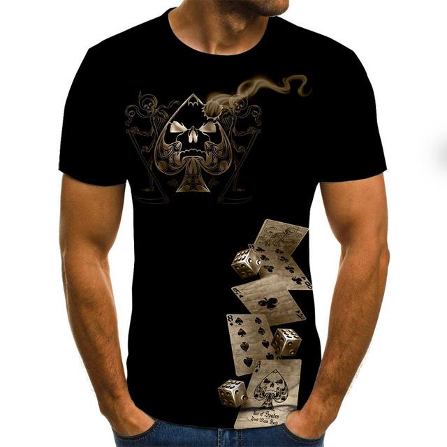 Gothic skull men's T-shirt Dice-gothic skull print top-XL-All10dollars.com