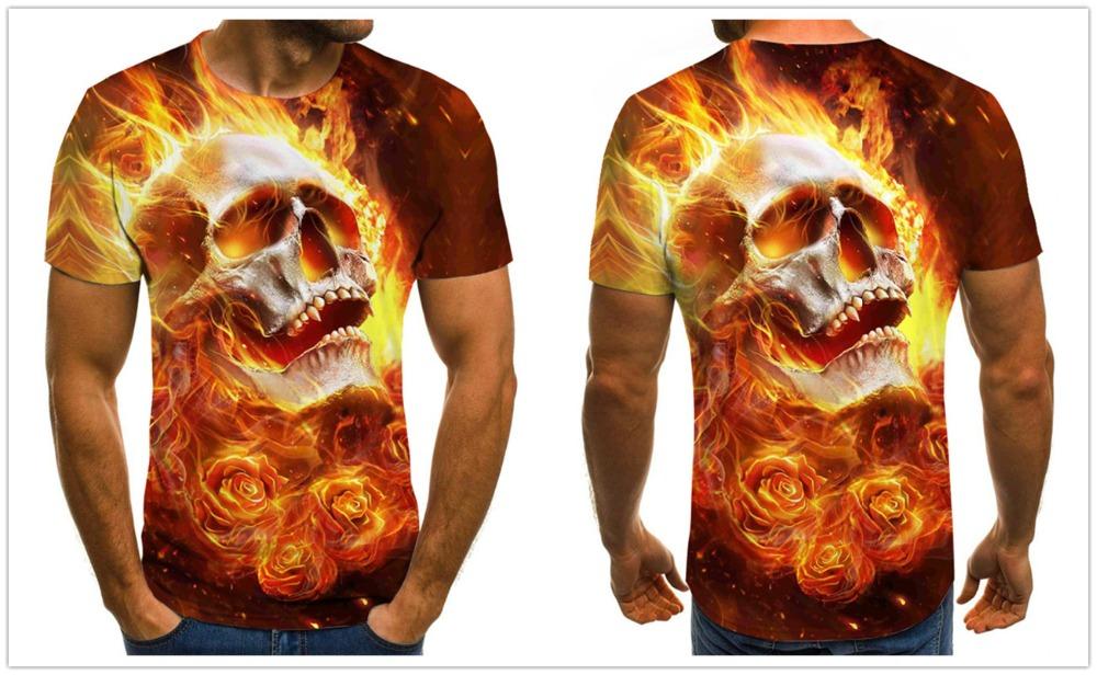 Gothic Skull 3D Printed fashion Flame Bold-skull print tops-All10dollars.com