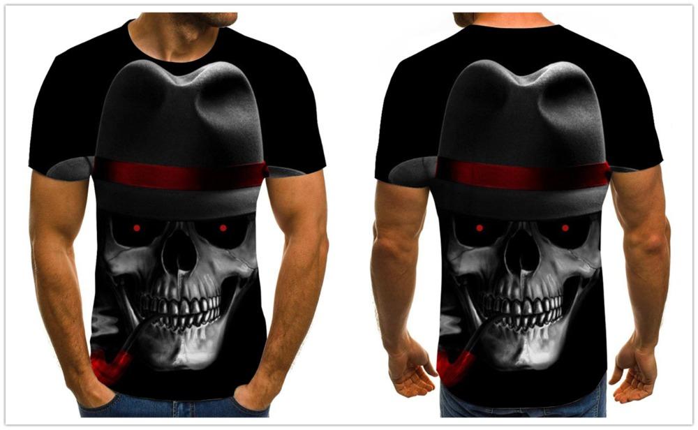 3D Printed Fashion Men short-sleeved shirt-skull print tops-All10dollars.com