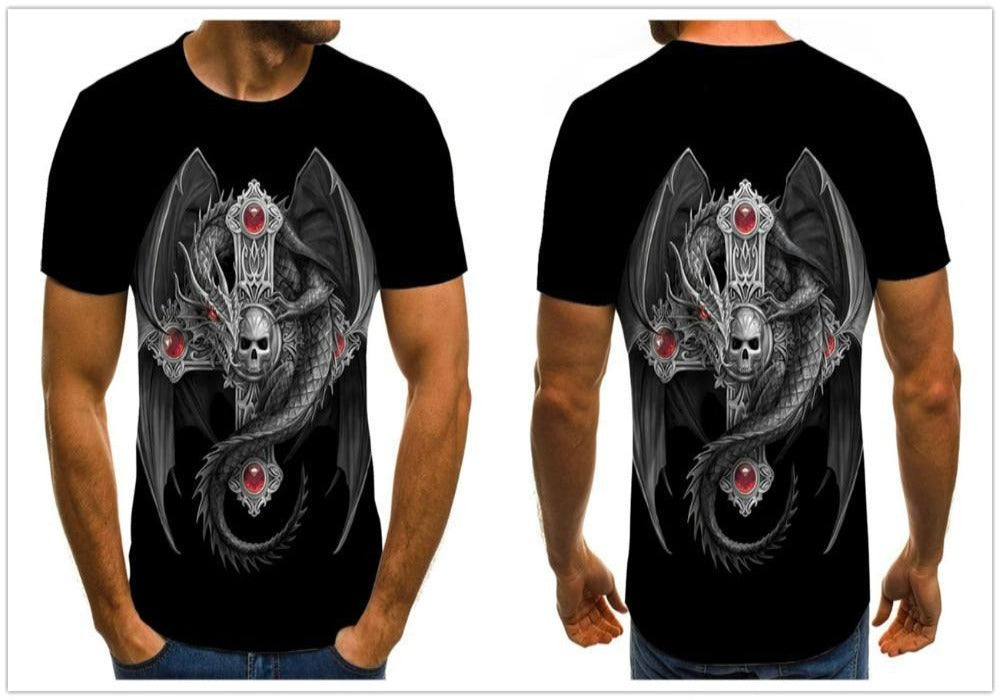 Skull shirt trendy streetwear-skull print tops-All10dollars.com