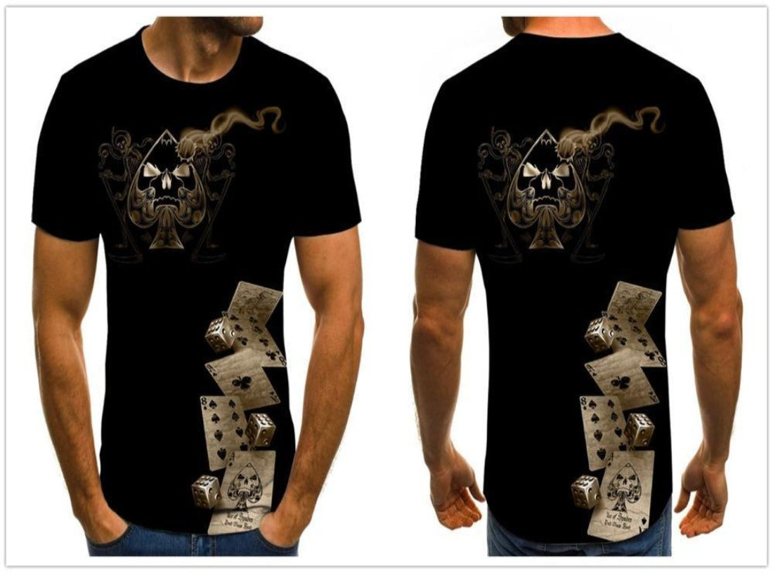 Gothic skull men's T-shirt Dice-gothic skull print top-All10dollars.com