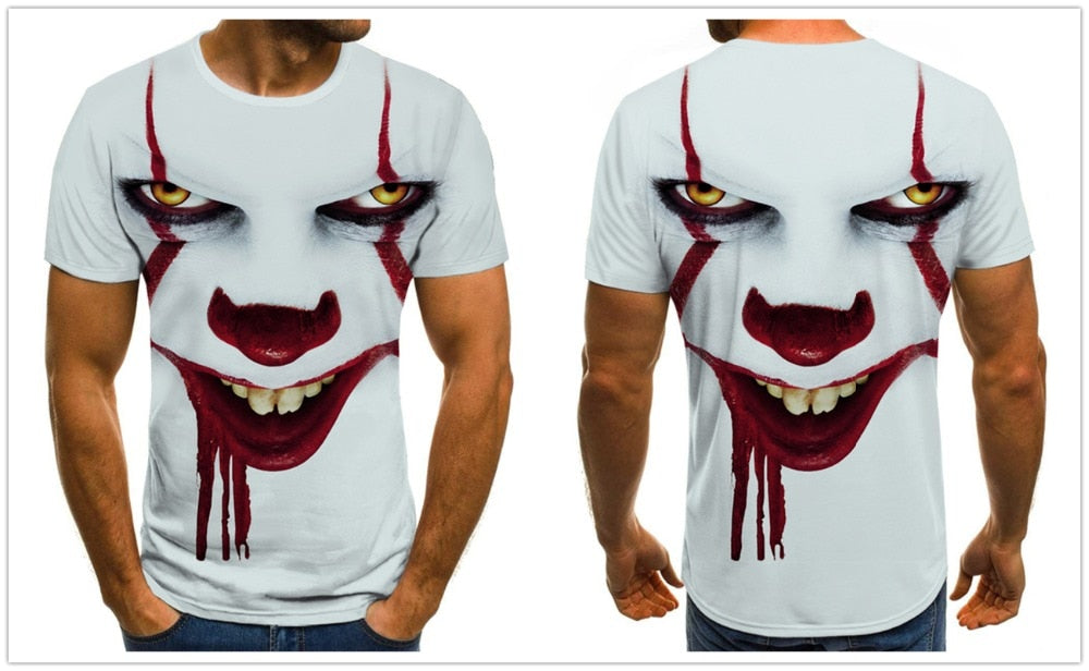 Scary Clown men's T-shirt top-sleeved round neck shirt-Men shirt-All10dollars.com