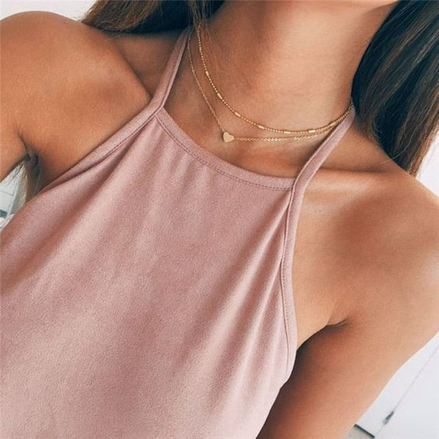 Star Jewelry Heart Love Multi layer Choker Necklace Chain Lotus Boho Pendants Necklaces-necklace-XL39Gold-All10dollars.com