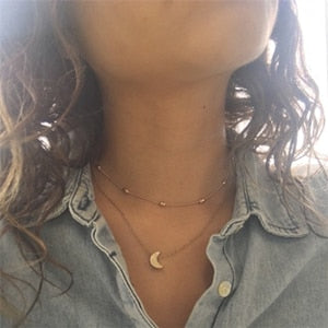 Star Jewelry Heart Love Multi layer Choker Necklace Chain Lotus Boho Pendants Necklaces-necklace-XL41Gold-All10dollars.com