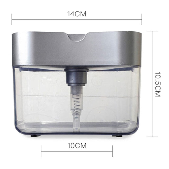 2 in 1 Scrubbing Liquid Detergent Dispenser Press-type-SOAP DISPENSER-silver-All10dollars.com