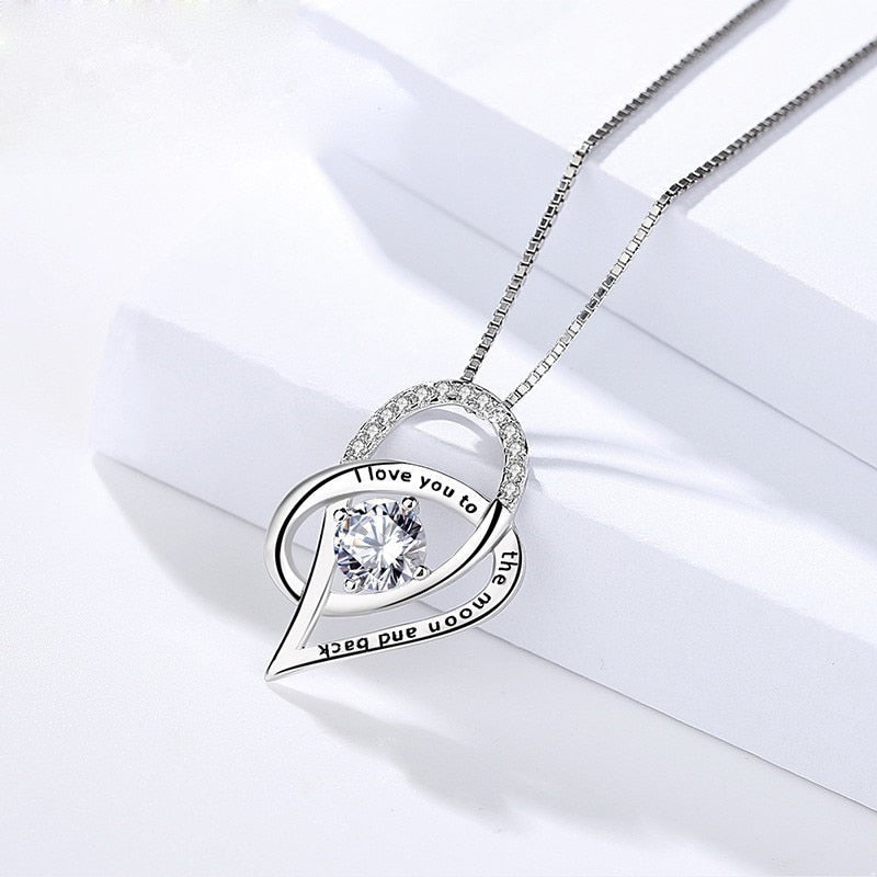 Necklace Family Love Chain Necklace Heart Pendant Necklaces I Love You to the Moon Jewelry-Woman necklace-All10dollars.com