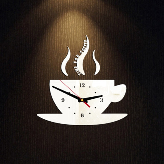 Coffee Cup Shape Time Clock.-Clock-Silver-All10dollars.com