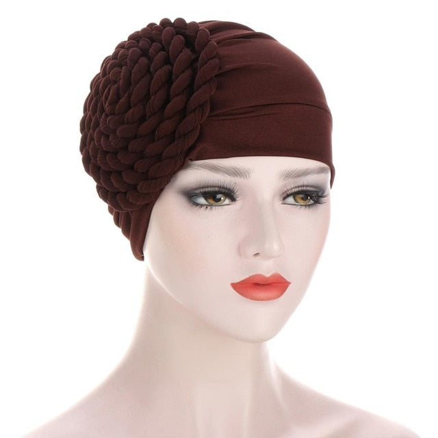 Winter Hat Beanie Braided turban bonnet head - Twisty-African Braids Turbans for woman-coffee brown-All10dollars.com