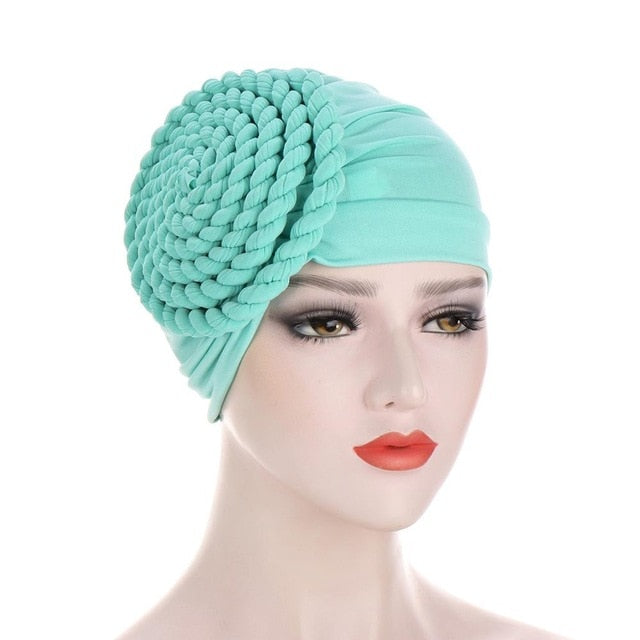 Winter Hat Beanie Braided turban bonnet head - Twisty-African Braids Turbans for woman-mint green-All10dollars.com