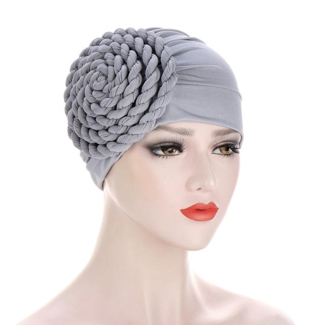 Winter Hat Beanie Braided turban bonnet head - Twisty-African Braids Turbans for woman-grey-All10dollars.com